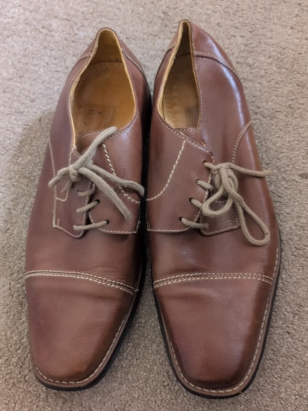 Sandro Moscoloni Mens Brown Leather Oxford Lace Up Derby Shoes